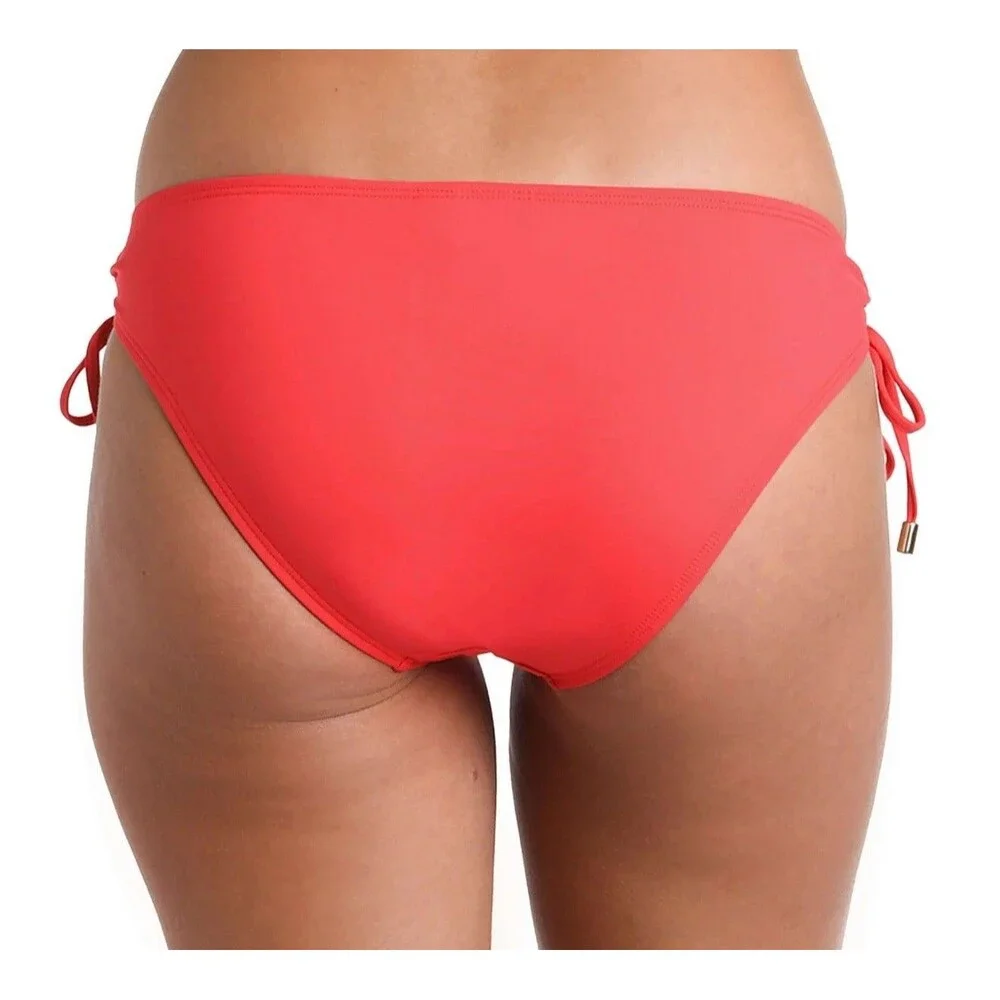 La Blanca Island Goddess Side Tie Hipster Bottom In Cherry Red Sz 12 New
